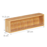Relaxdays Teebox Bambus, 5 Fächer für 50 Teebeutel,