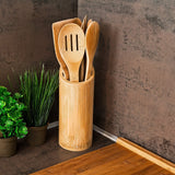 Relaxdays Küchenhelfer Set Bambus 7-teilig 30 cm